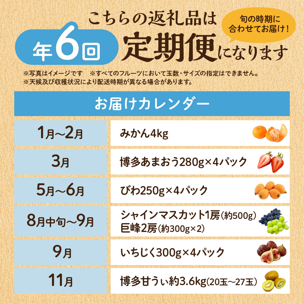 【定期便/年6回】むなかた旬のフルーツ6回定期便