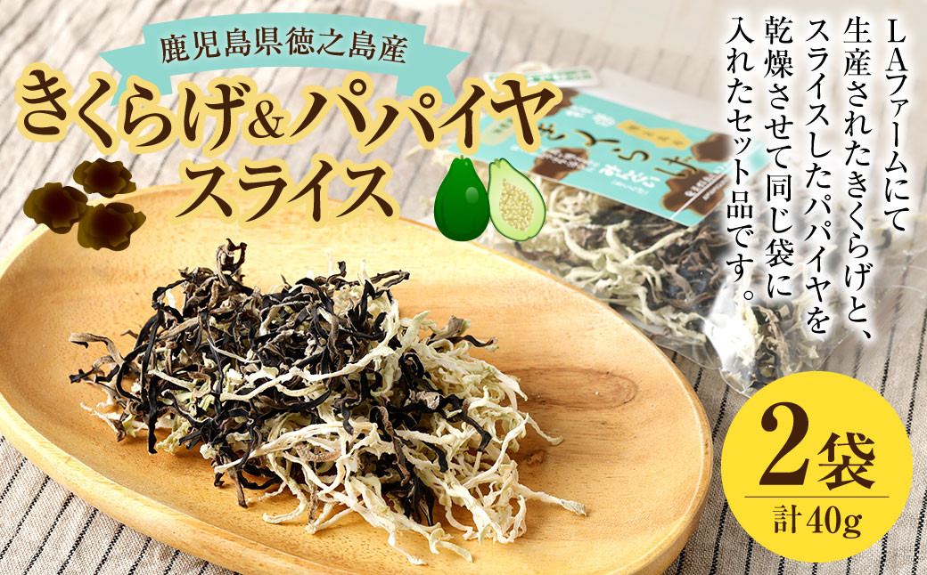 鹿児島県 徳之島産 天城町 きくらげ&パパイヤスライス 計40g（20g×2個） 