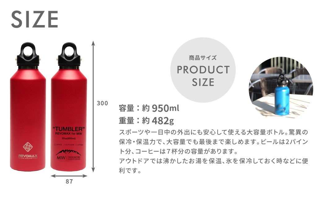 【MW-TAKAMORI OUTDOOR BRAND-】×【REVOMAX】レボマックス 32oz (950ml)