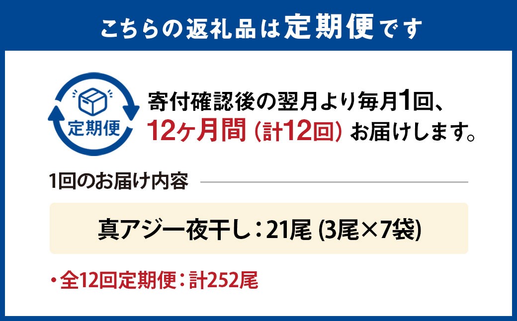 【全12回定期便】長崎産 真アジ一夜干し たっぷり21尾