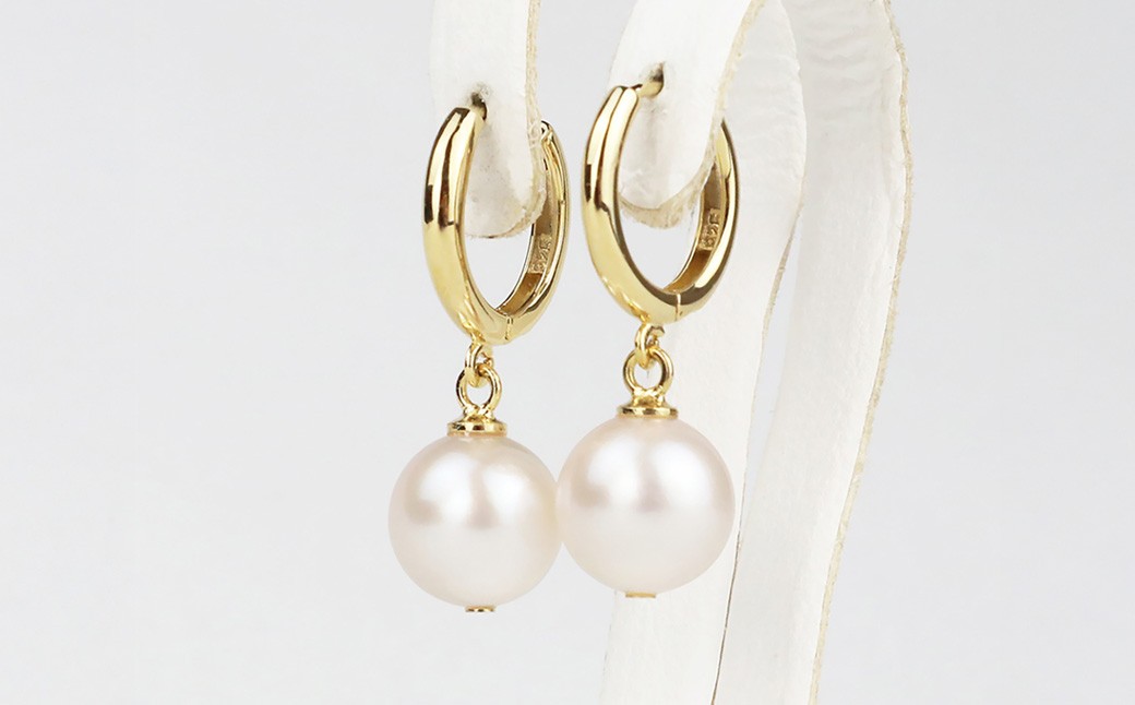 真珠 フープピアス 8.5~9.0mm 大珠 ゴールド パール アクセサリー (858)