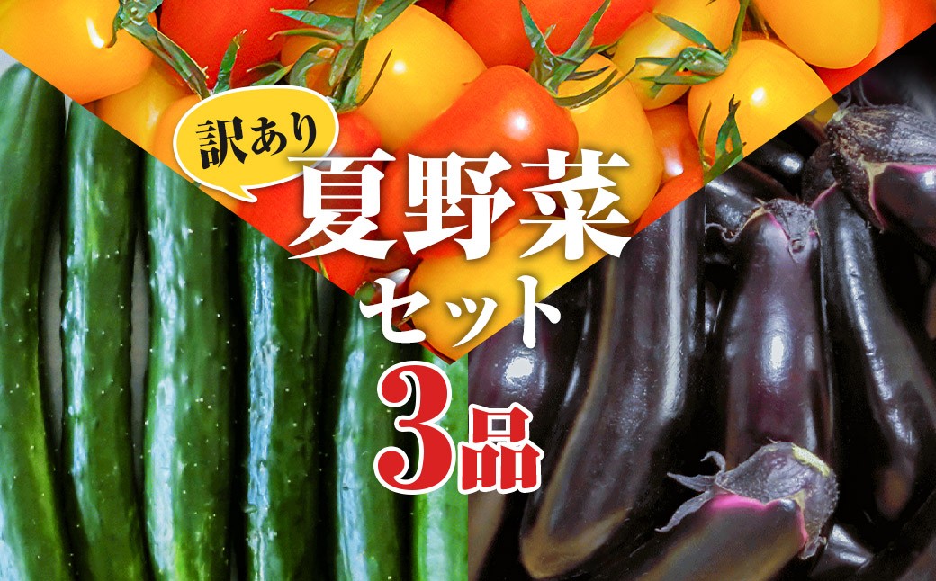 【訳あり】夏野菜セット3品【ミニトマト・なす・きゅうり】