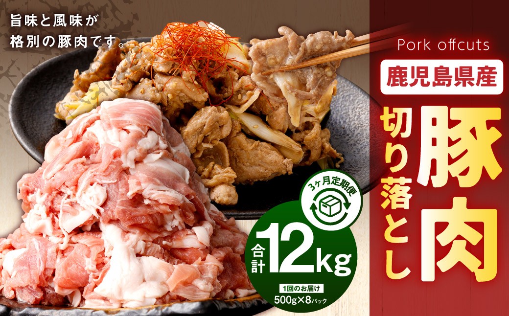 【3回定期便】鹿児島県産 豚肉 切り落とし