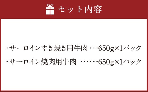 博多和牛のサーロインすき焼き用(約650g)と焼肉用(約650g)の詰め合わせ