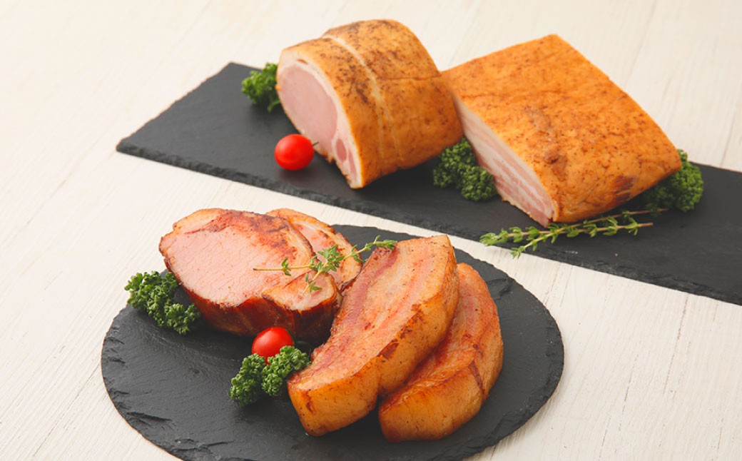 【3ヶ月定期便】 久住高原手作りベーコン・ロースハムゴロゴロセット