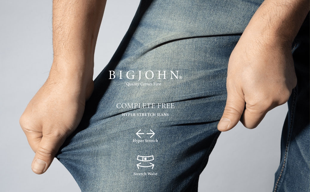 メンズストレッチジーンズ（色：ナチュラル加工のブルー