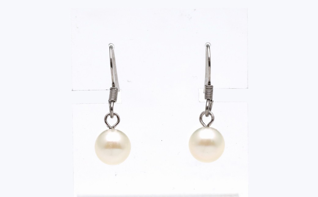 あこや真珠(7-7.5mm)フックピアス/サージカルステンレス使用（シルバー色）／ アクセサリー ジュエリー パール