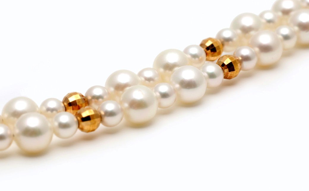 【数量限定】 あこや真珠 (3.5~4mm、5.5mm珠) 2連ブレスレット K18 パール アクセサリー