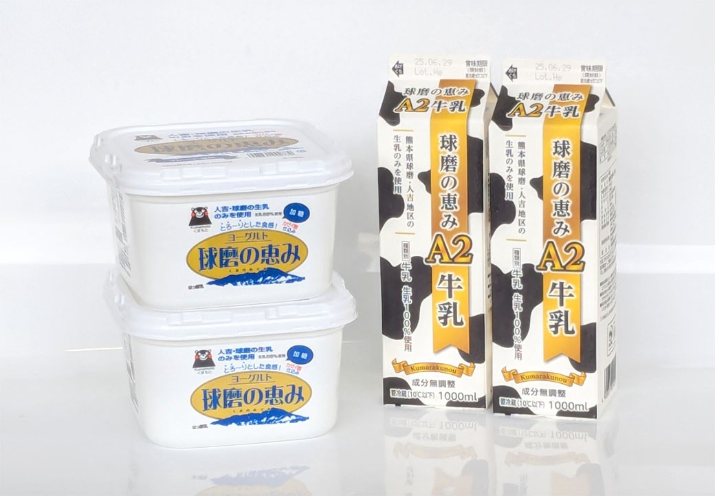 球磨の恵み「A2牛乳」と「球磨の恵みヨーグルト（加糖）」セット