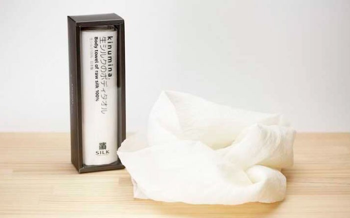 【浜ちりめん】kinumina生シルクのボディタオル日本製 国産 シルク 絹 ボディタオル