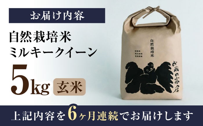 定期便 自然栽培 ミルキークイーン 5kg 玄米 米 コメ 5キロ お米 新米 長浜市 おにぎり 炊き込みご飯 人気 おすすめ