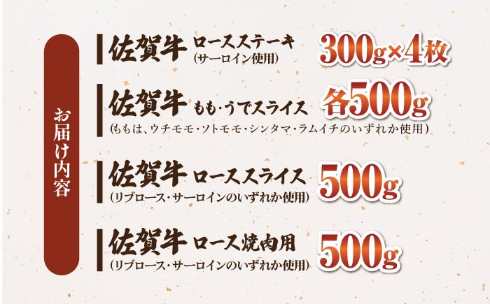 佐賀牛 花鳥風月セット 3.2kg 【肉の三栄】 [HAA011] / ステーキ スライス 焼肉 ロース 赤身 A5 牛肉 精肉