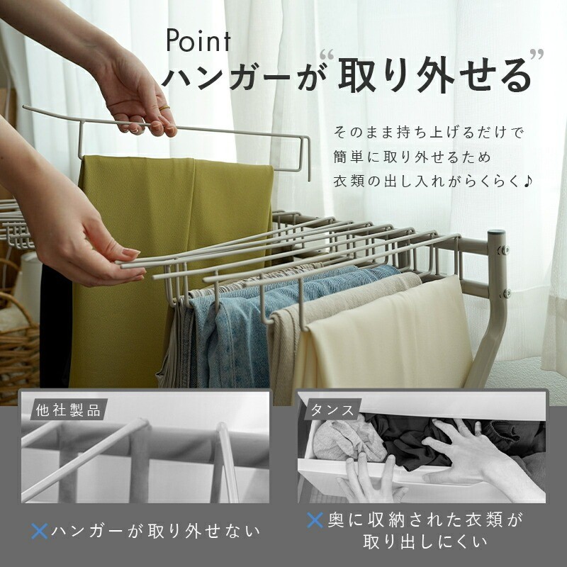 ハンガーは取り外し可能