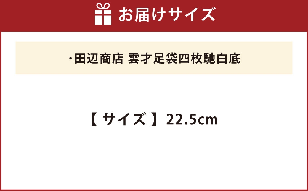 雲才足袋四枚馳白底【22.5cm】