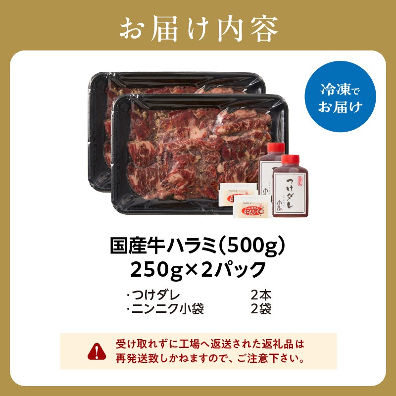 「京都人気焼肉店」貴重！肉汁溢れる 国産牛ハラミ 500g