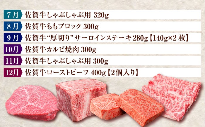 【全12回定期便】毎月お届け！佐賀牛 お楽しみ定期＜梅＞【Trade com 8】