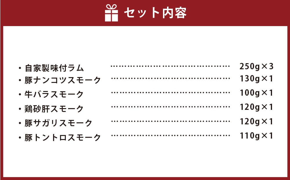 小樽 ジンギスカン +くんせいセットA 全6種 計1.33kg ラム肉 ナンコツ 牛バラ 豚サガリ