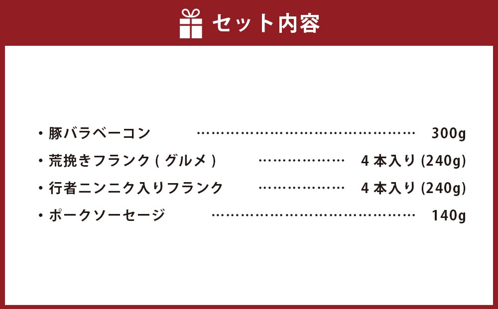 小樽の老舗肉屋の手づくり 燻製ミート 4種盛り 計1.01kg ベーコン ソーセージ フランク