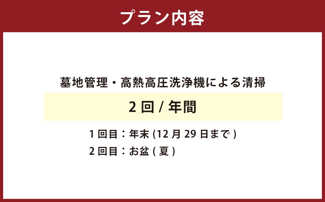 墓地管理・高熱高圧洗浄機による清掃（年2回）