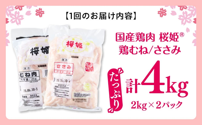 桜姫 国産鶏肉 鶏肉 鶏 むね肉 ムネ ささみ ささみ肉 冷凍 北海道