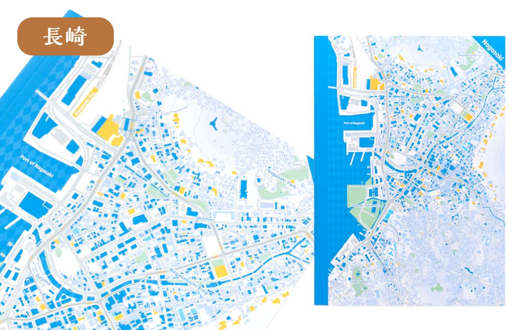 北九州市の地図情報会社のゼンリンが作る地図柄ノート 5冊 セット （北九州市、福岡市、長崎市、古ちず）