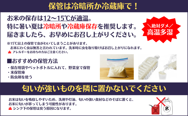 お米の保存方法について、お気を付けください。