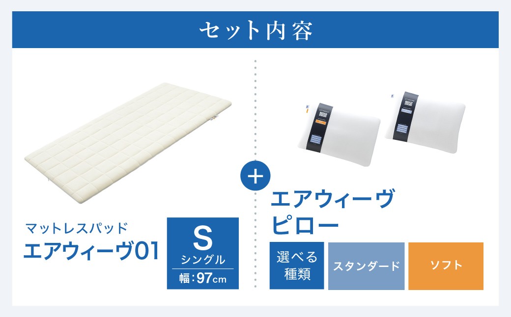 エアウィーヴ 01 シングル × ピロー （ スタンダード / ソフト ） セット
