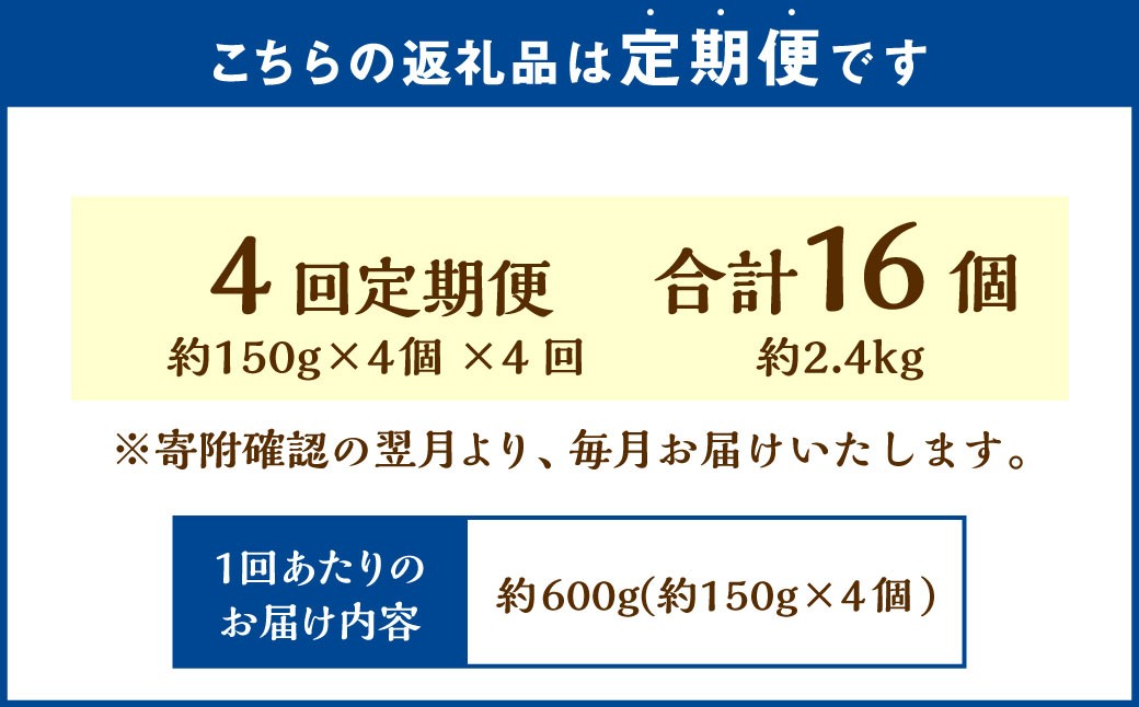 【4回定期便】夕張メロンカタラーナ 約600g（約150g×4個）