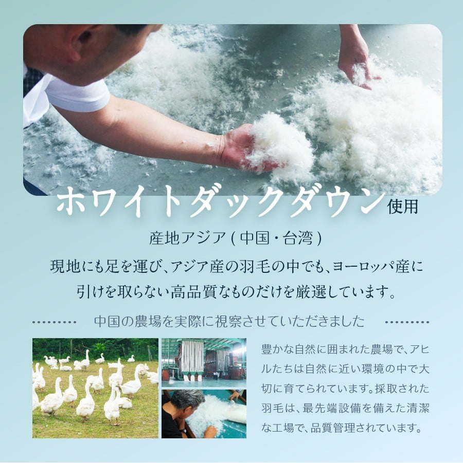 羽毛布団 セミダブルロング 秋冬用 170cm×210cm