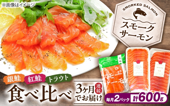 スモークサーモン サーモン 鮭 さけ しゃけ 定期便 魚介 海鮮 魚 銀鮭 紅鮭 トラウトサーモン 人気 おすすめ 食べ比べ