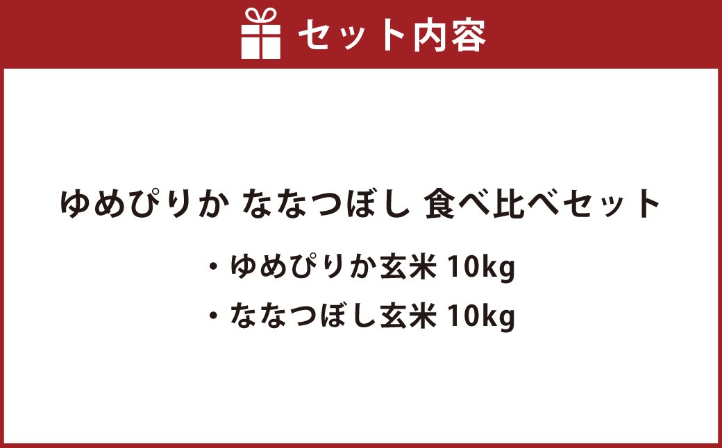 ゆめぴりか ななつぼし 食べ比べセット （玄米） 各10kg