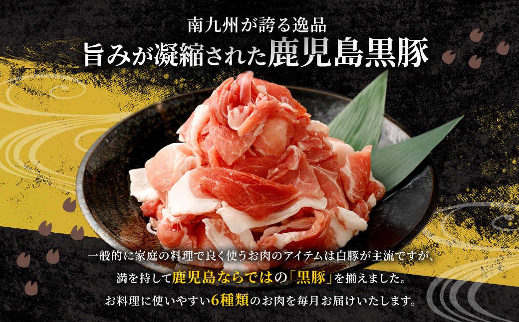 【3ヶ月定期便】鹿児島県産黒豚 6種詰合せ(約2.8kg×3回)