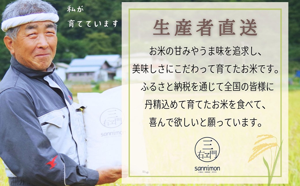 【6回定期便】甘くてもっちり 岩手県産きらほ 乾式無洗米 10kg 三右エ門こだわりのお米