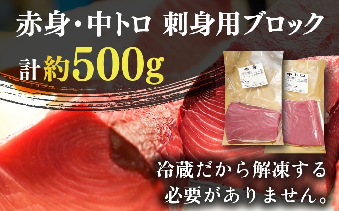 五島列島産 養殖 生本かみマグロ 赤身 中トロ 計約500g / マグロ まぐろ 鮪 刺身 ブロック