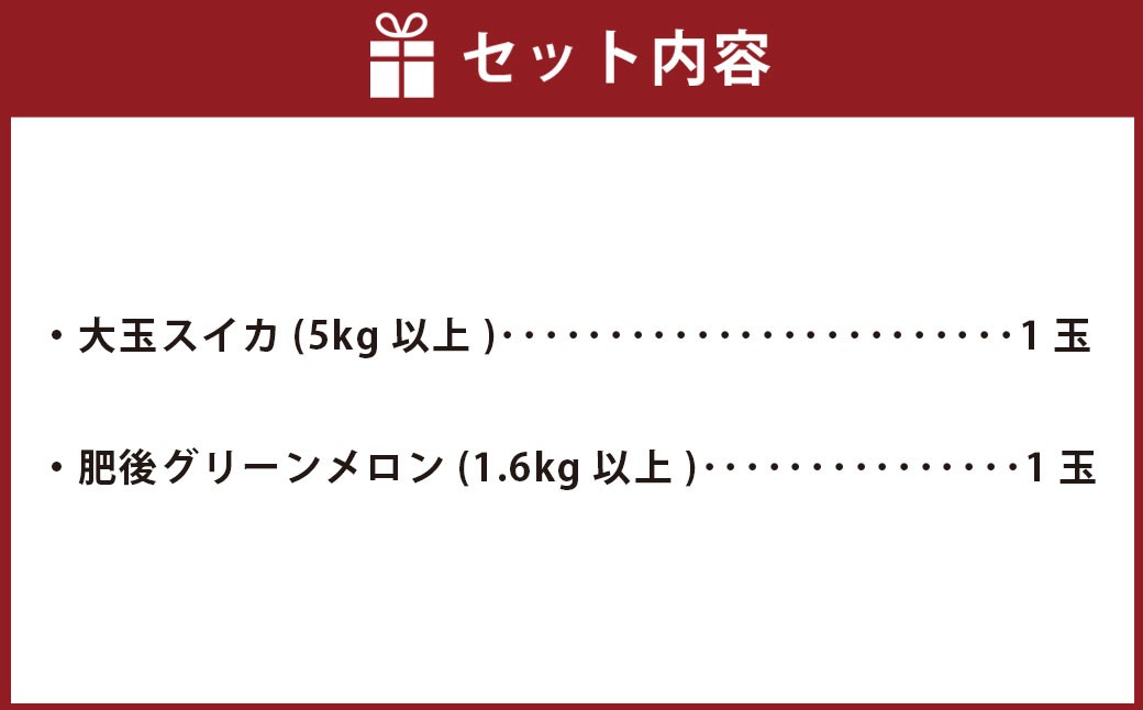 熊本県産 大玉スイカ1玉と肥後グリーンメロン1玉 合計2玉