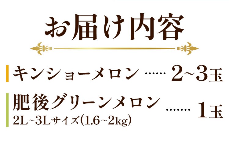 七城メロンGreen&Goldセット 肥後グリーン1玉とキンショーメロン2～3玉