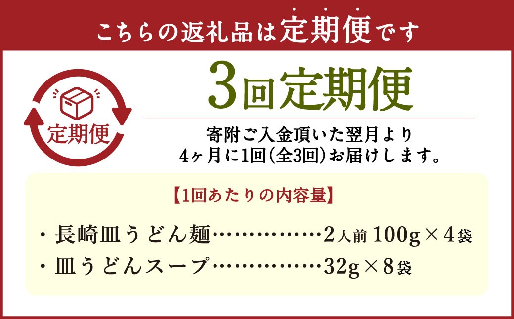【年3回定期便】 老舗の「長崎皿うどん麺（2人前×4袋）」 スープ付き！ 計12袋 ／ 皿うどん麺 麺類 麺 佐藤製麺所