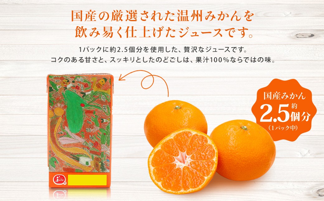 【5ヶ月毎2回定期便】ジューシー みかんジュース100%(学給) 125ml×36本