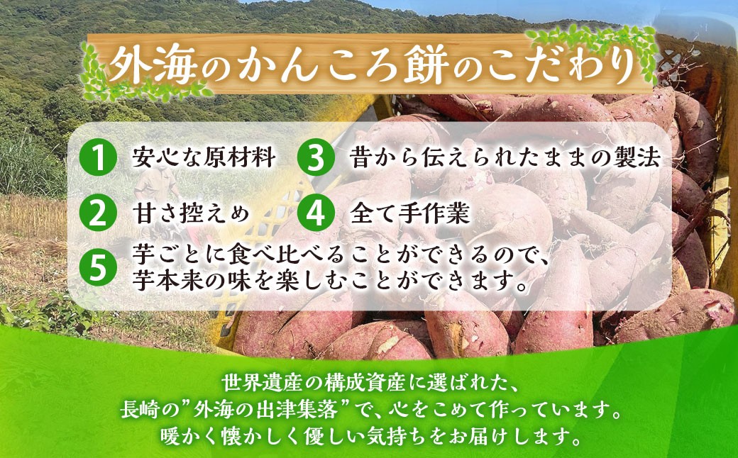 外海のかんころ餅 (4種類) 食べ比べ 計10本 各250g / かんころ餅 サツマイモ 芋 おやつ 郷土菓子 長崎県 長崎市