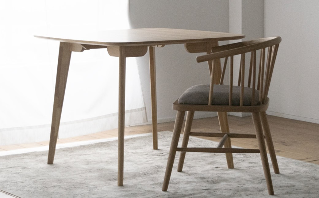 オーク材のスクエアダイニング （90cm） 正方形 四角 90cm角 天然突板