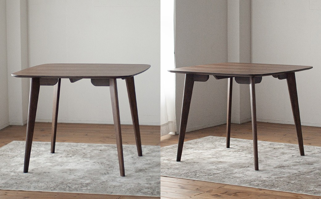 ウォルナット材のスクエアダイニング（90cm） 正方形 四角 90cm角 天然突板