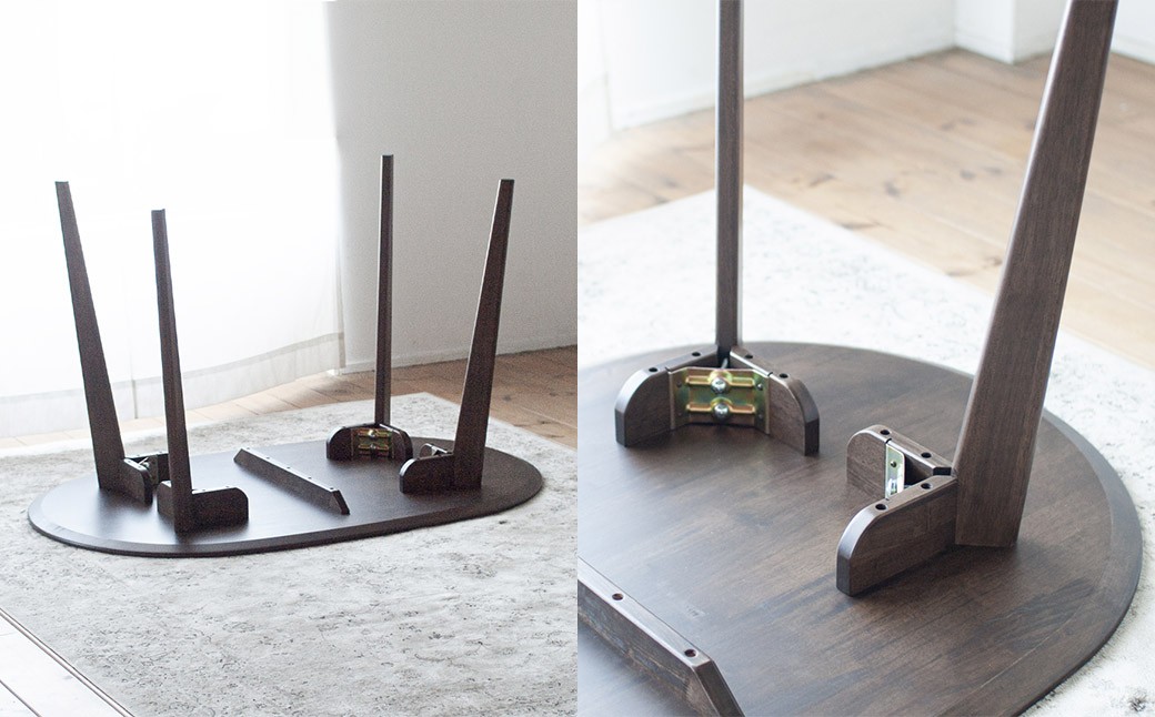 ウォルナット材のオーバルダイニング （120cm） 楕円形 天然突板