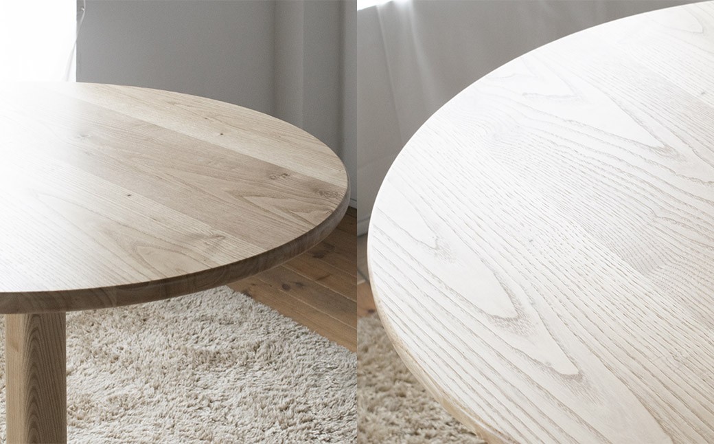 くりの丸いダイニング1本足タイプ （直径80cm・国産栗材・ウレタン） ダイニングテーブル