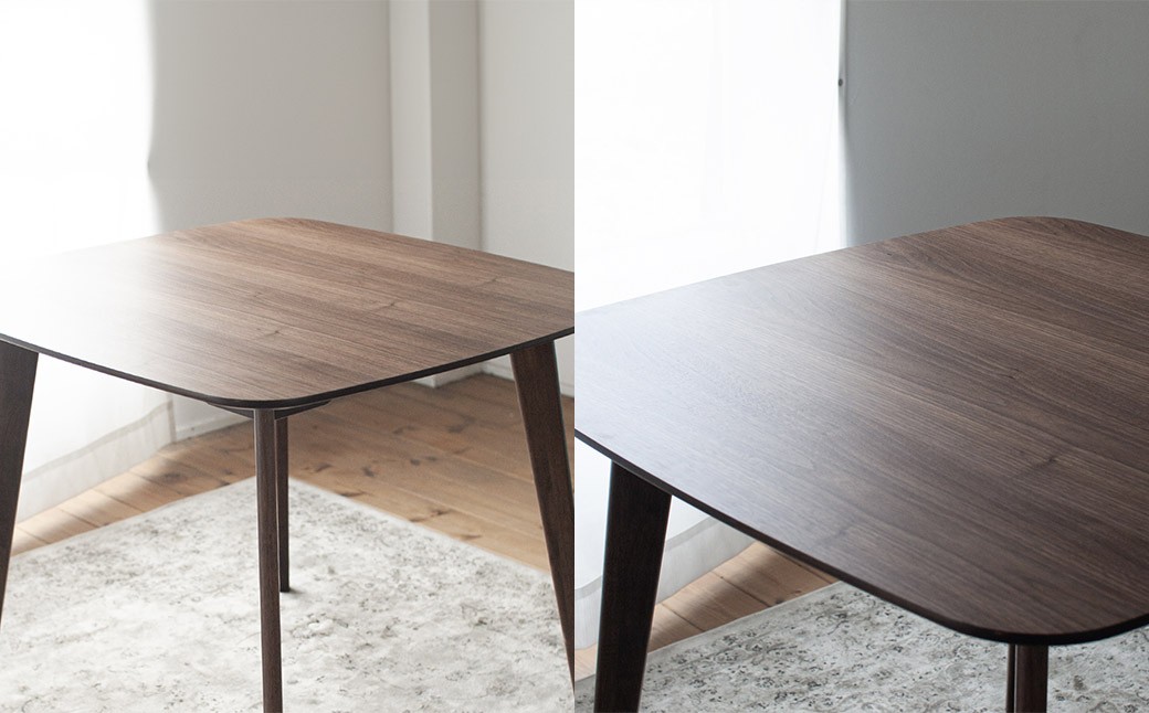 ウォルナット材のスクエアダイニング（90cm） 正方形 四角 90cm角 天然突板