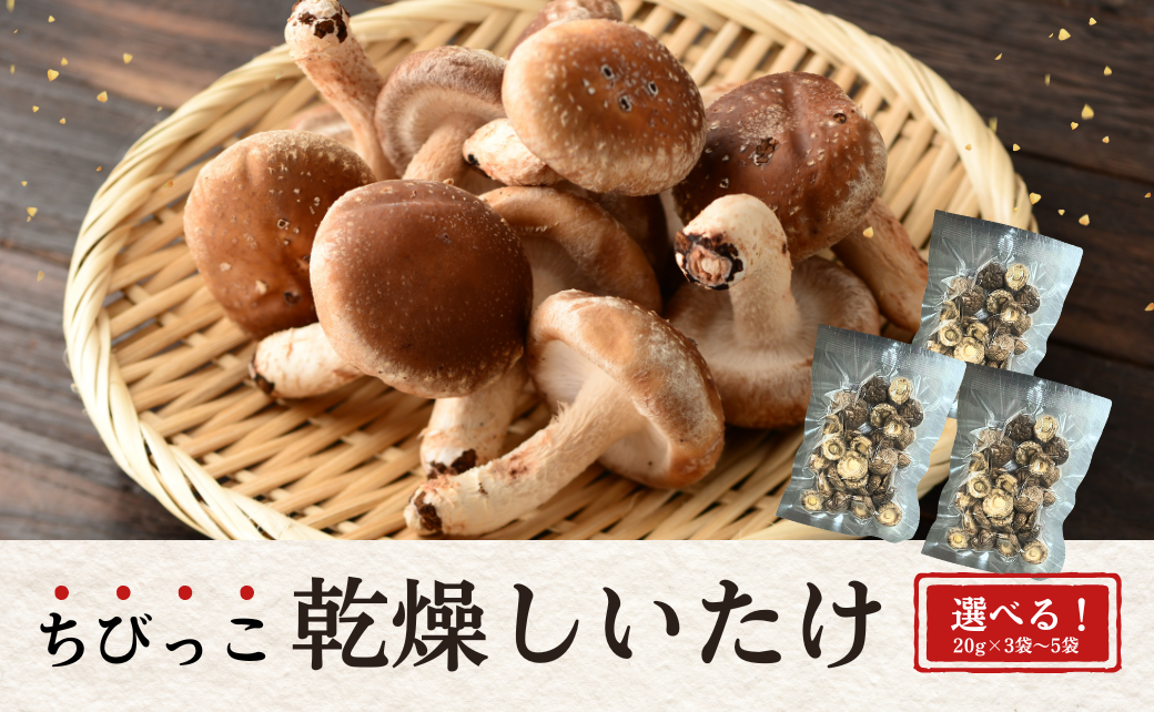 大分県産 しいたけ 津久見で育てたちびっこ乾燥しいたけ 選べる 3~5袋 (1袋20g) 