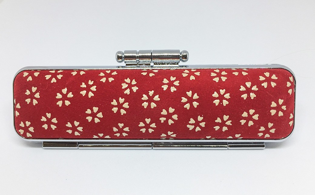 甲州印伝ケース付 黒檀印鑑（サクラ柄）