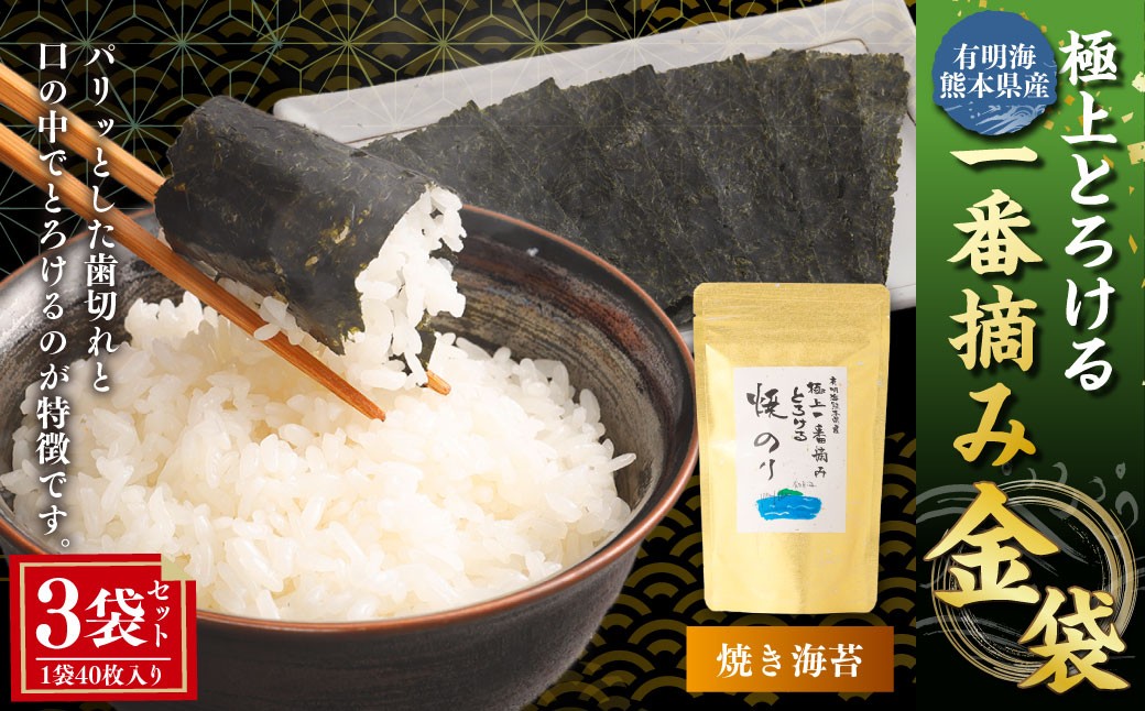 有明海熊本産極上とろける一番摘み焼きのり金袋