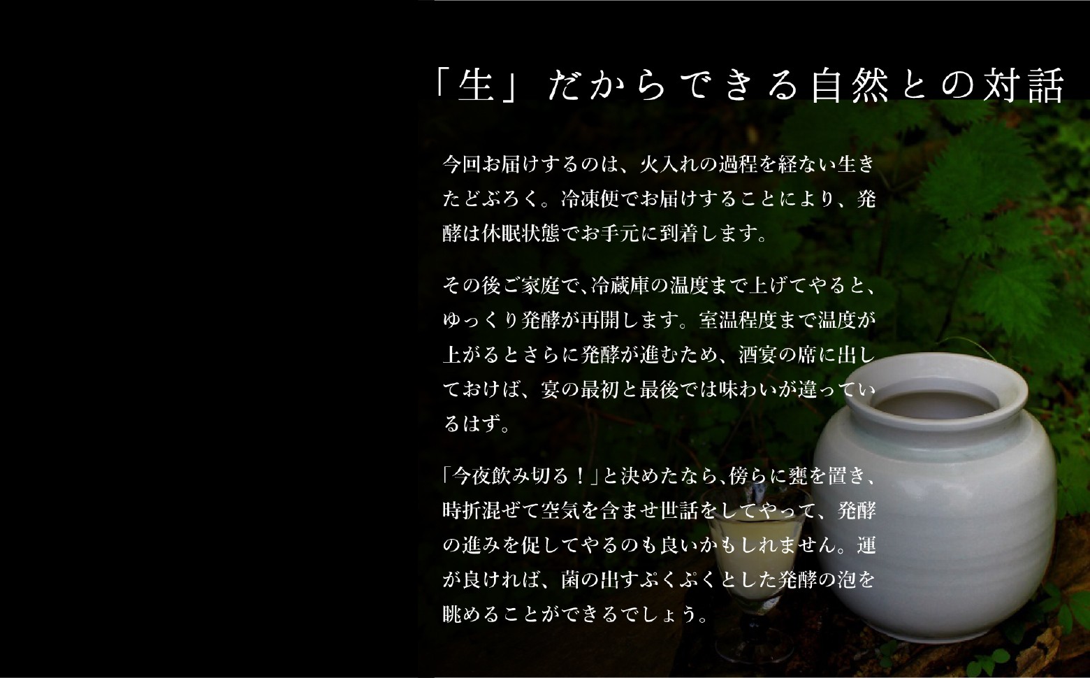 高千穂の湧水と米を使用。火入れをしない生どぶろく【甘口　千穂まいり 8度】