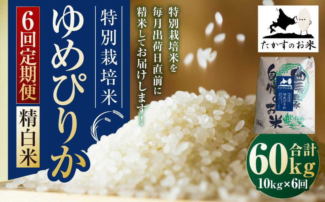 【6回定期便】 【令和7年産】 ゆめぴりか （精白米） 10kg×6回