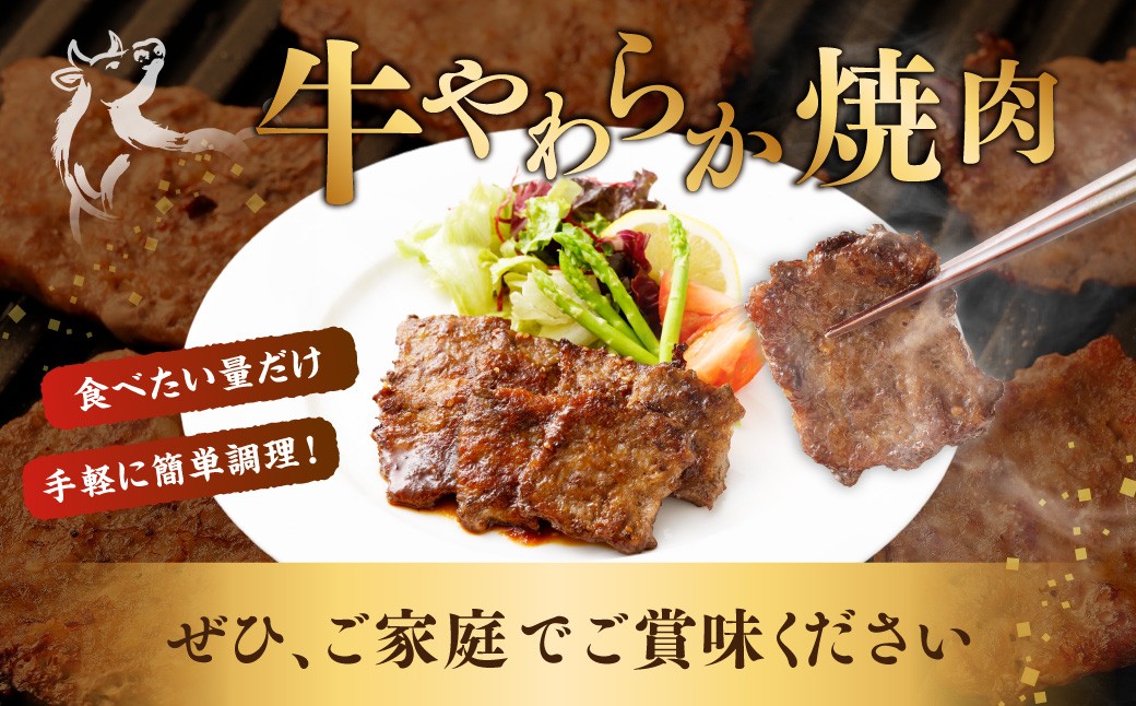 【定期便6回】牛やわらか焼肉 ／ 1回あたり：500g×2パック 計1kg